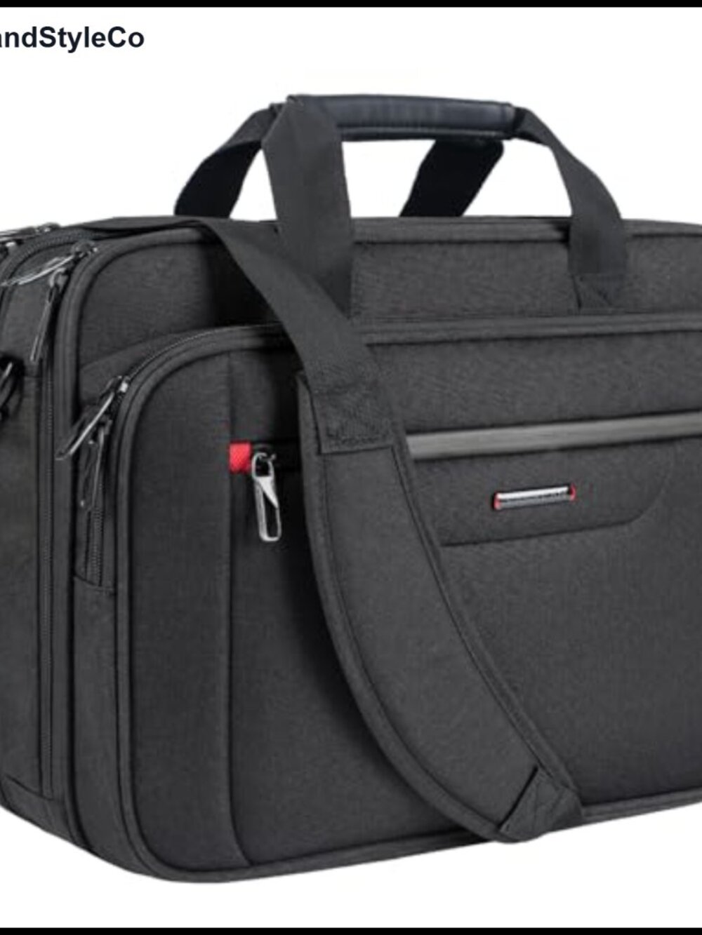 Expandable Laptop Briefcase Waterproof Poly Canvas Fits 17.3" with Luggage Strap